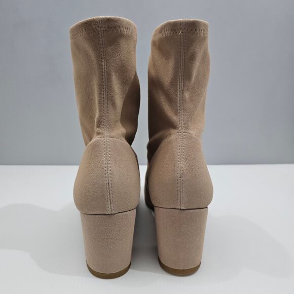 NEW Stuart Weitzman Siggy 60 Ankle Boot Womens 9 Beige Suede Stretch Block Heel - Picture 7 of 14